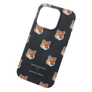 MAISON KITSUNE メゾンキツネ iPhone14 PRO 対応ケース CAOFBLKNP23P / M.KITSUNE X NATIVE UNION ALL OVER FOX HEAD I14 PRO BLACK ブラック｜tre-style