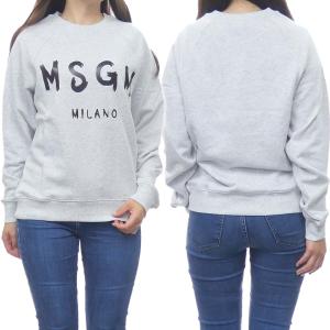 [新品] MSGM レディース ブラシストロークロゴ スウェット XS ホワイト MSGM（エムエスジーエム） トレーナー スクープ ネック スウェット