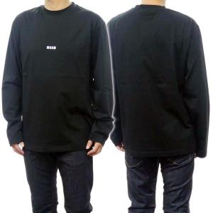 MSGM エムエスジーエム メンズクルーネックロングTシャツ 2000MM501 200002 ブラック｜tre-style