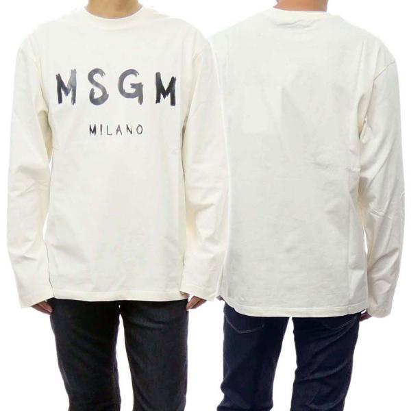 MSGM エムエスジーエム メンズクルーネックロングTシャツ 2000MM511 200002 ベー...