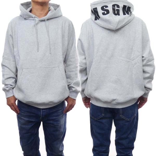 MSGM エムエスジーエム メンズ裏起毛プルオーバーパーカー 2000MM535 200004 グレ...