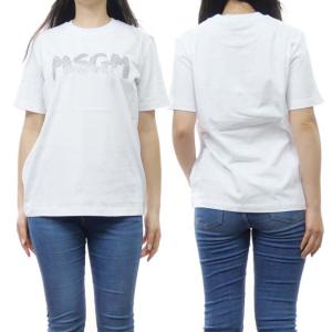旧作お買い得セール！ MSGM エムエスジーエム Tシャツ レディース 長袖 クルーネック コットン 綿100％ ロンT 3741MDM511 247798 ホワイト MSGM（エムエスジーエム） レディースクルーネックロングTシャツ