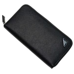 PRADA プラダ メンズラウンドファスナー長財布 2ML317 QHH / SAFFIANO TRIANG ブラック /2022秋冬新作