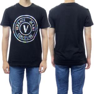 VERSACE JEANS ヴェルサーチェジーンズ メンズクルーネックTシャツ 73GAHG07 CJ00J ブラック