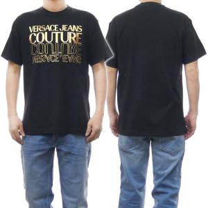 VERSACE JEANS ヴェルサーチェジーンズ メンズクルーネックTシャツ 76GAHT10 UP601 ブラック /2024春夏新作｜tre-style