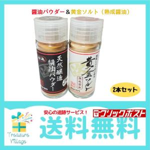 精進 「天然醸造醤油パウダー1本 20g」 ＋減塩 しょうゆの粉末 「黄金ソルト 1本20g」  計2本セット 送料無料 翌営業日発送｜トレジャービレッジ
