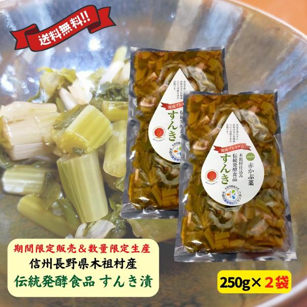 すんき漬け 無添加 乳酸菌 長野県産 木曽 木祖村仕込み 伝統発行食品 赤かぶ菜 250g 2個セッ...