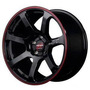 【送料無料】 18インチ 7.5J +50 5H PCD100 ブラック／リムレッドライン マルカサービス MID RMP-R R07 4本セット価格 アルミホイール単品｜tread-tire2011