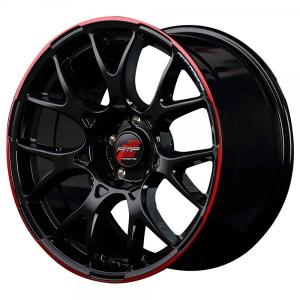 【送料無料】 18インチ 7.5J +50 5H PCD114 ブラック／リムレッドライン マルカサービス MID RMP-R R27 4本セット価格 アルミホイール単品｜tread-tire2011