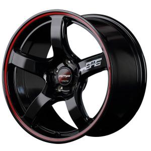 【送料無料】 18インチ 7.5J +50 5H PCD114 ブラック／リムレッドライン マルカサービス MID RMP-R R50 4本セット価格 アルミホイール単品｜tread-tire2011