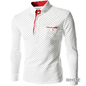 ゴルフウェア メンズ ポロシャツ 長袖 水玉の詳細画像3