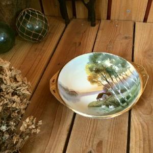 ノリタケ オールドノリタケ 金盛りエナメルジュール湖畔風景絵 ボウル