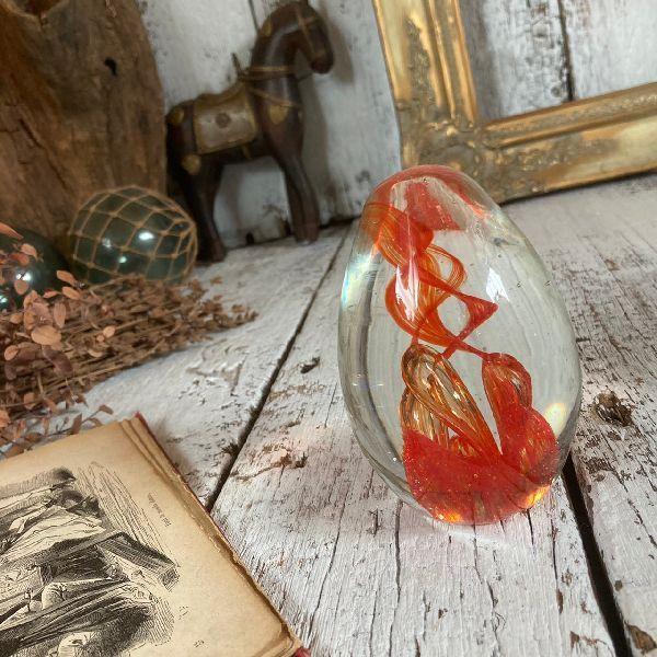 70-80sヴィンテージ*古いガラス ペーパーウェイト 558g*ペーパーウエイト 硝子 文鎮*気泡...