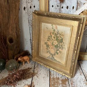 VINTAGE イタリア ヴィンテージ 大判 無垢 木枠 額装 アート パネル 57