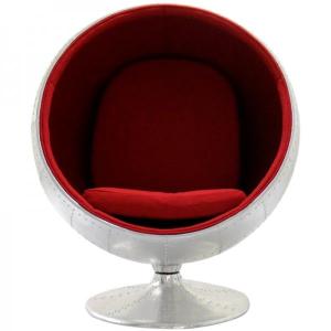 アルミ外装  ボールチェア エーロ・アールニオ  色シルバー×レッド ballchair ソファ  sofa パーソナルチェア｜treasure-com