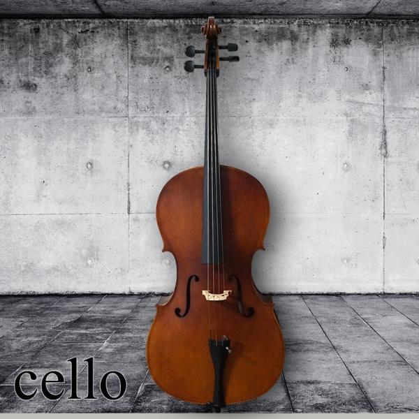 チェロ 初心者入門5点セット 本体 弓 松脂 駒 ケース cello 入門用 インテリア オブジェに...