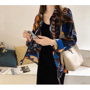 在庫処分 セール トップス レディース ロング丈 柄 シャツ ブラウス 長袖 to2-193