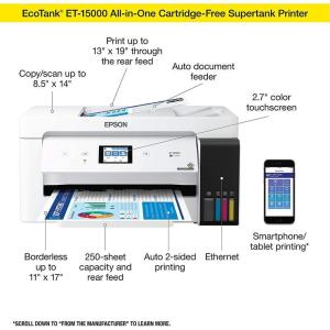Epson EcoTank ET-15000 Wireless Color All-in-One Supertank Printer wit