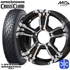 215/70R16インチ ダンロップ グラントレック XS1 ホワイトレター 5H139.7 スタッドレスタイヤホイール4本セット MID ナイトロパワー クロスクロウ BM/MC｜treasure-one-company