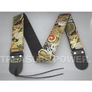 和柄ギターストラップ 波紋様/白 tiny products 京都西陣織 金襴生地