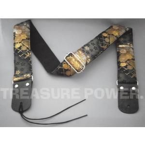 和柄ギターストラップ 扇/黒-紫 tiny products タイニープロダクツ