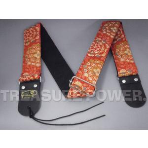 京都 西陣織り 和柄ギターストラップ 波文様 / 白 金襴生地 着物 京都 西陣織り 和柄ギターストラップ 波文様 / 白 金襴生地 着物