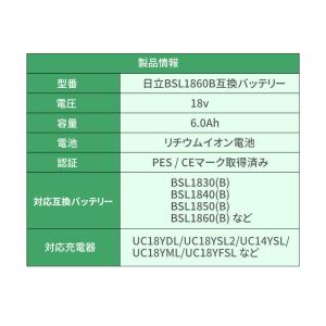 日立 互換 バッテリー BSL1860B 高品...の詳細画像5