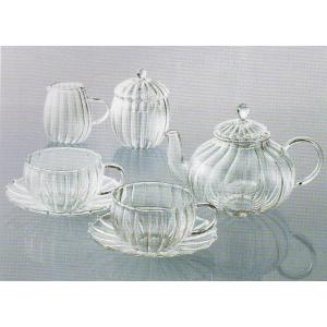 ウェーブ ミルクピッチャー ＆ シュガーポットセット ガラス 耐熱