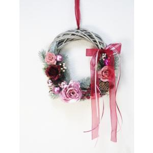 クリスマス ラタンリース ( X'mas Xmas Xマス リース ローズ リボン 可愛い 素敵 大人 )