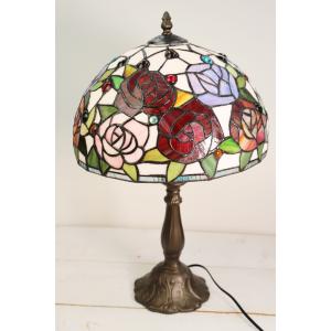 ステンドグラス ランプ 薔薇の花 （ハーモニィ） 大型 32×h51 :st-127