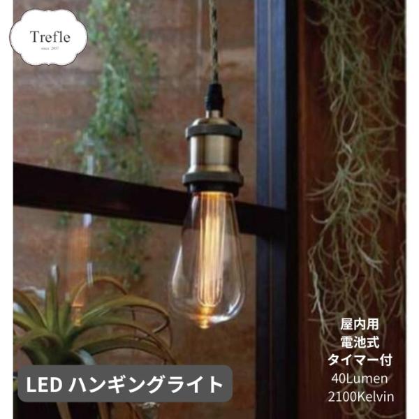 LEDハンギングライト カッパー 電池式 エジソン電球風 ハンギング ライト タイマー機能 吊るせる...