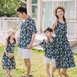 親子コーデ アロハシャツ メンズ レディース アロハシャツ 親子 ペアルック ベビー 親子お揃い 親子ペア 花柄ワンピース リゾートワンピース お揃いコーデ