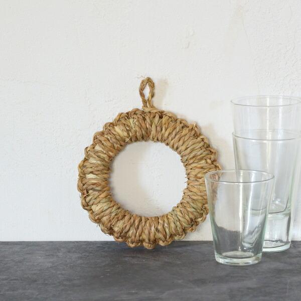 松野屋 鍋敷き なべしき 釜敷き わら おしゃれ オシャレ レトロ 手作り 壁掛け 小 日本製 60...