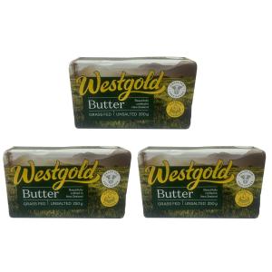 Westgold ウエストゴールド 無塩バター 250g ×3個　 ニュージーランド産 牧草飼育牛のミルクから作られたバター。｜trenchyoshida