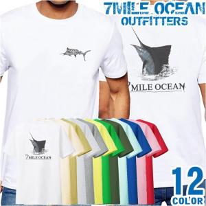 メンズ Tシャツ 半袖 バック 背面 プリント アメカジ 大きいサイズ 7MILE OCEAN カジキ｜trend-i