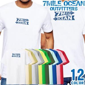 メンズ Tシャツ 半袖 バック 背面 プリント アメカジ 大きいサイズ 7MILE OCEAN ロゴ ワンポイント｜trend-i