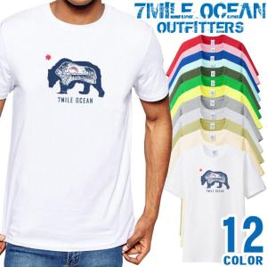 メンズ Tシャツ 半袖 プリント アメカジ 大きいサイズ 7MILE OCEAN ベア カリフォルニア｜trend-i