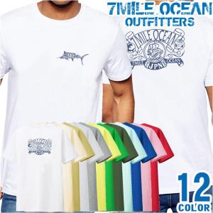 メンズ Tシャツ 半袖 バック 背面 プリント アメカジ 大きいサイズ 7MILE OCEAN カジキ