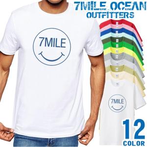 メンズ Tシャツ 半袖 プリント アメカジ 大きいサイズ 7MILE OCEAN スマイル｜trend-i