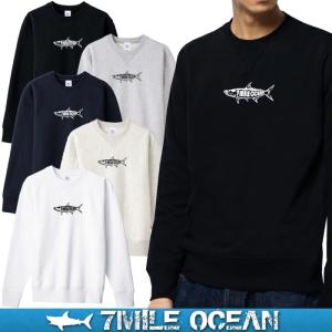 7MILE OCEAN メンズ 長袖 トレーナー スウェット プリント アメカジ アウトドア フィッシング パロディー 裏起毛 大きいサイズ 秋冬｜trend-i