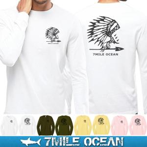 7MILE OCEAN メンズ 長袖 ロンT プリント ロゴＴ アメカジ ストリート 人気 ブランド 大き目 ビックサイズ