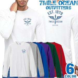 メンズ Tシャツ 長袖 ロングTシャツ ロンｔ バック 背面 プリント アメカジ 大きいサイズ 7MILE OCEAN ロゴ ワンポイント｜trend-i