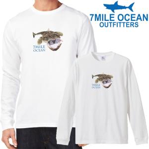 メンズ Tシャツ 長袖 ロングTシャツ ロンｔ プリント アメカジ 大きいサイズ 7MILE OCEAN サーフ 魚 ルアー｜trend-i