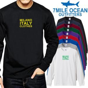 メンズ Tシャツ 長袖 ロングTシャツ ロンｔ プリント アメカジ 大きいサイズ 7MILE OCEAN イタリア ロゴ｜trend-i