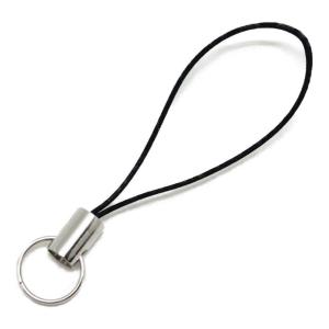 (10本)カン付ストラップパーツ 松葉紐 二重リング (黒)