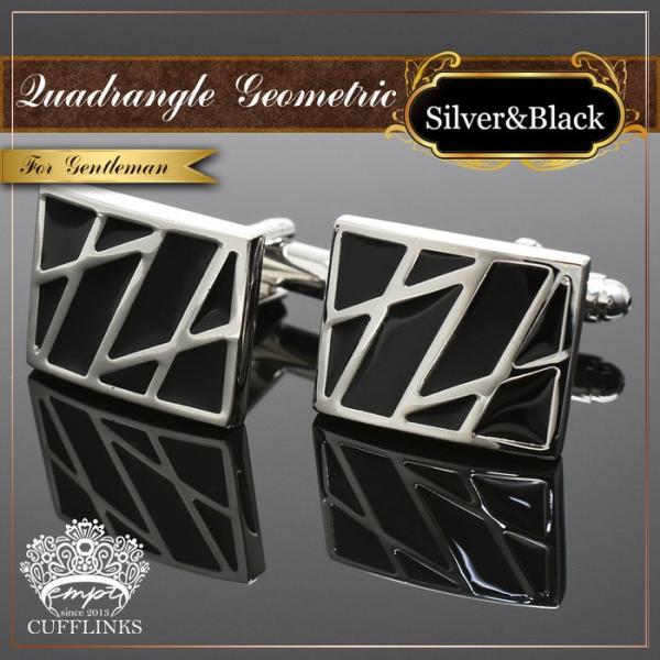 カフス スクエア シルバー カットライン ブラック カフス カフスボタン カフリンクス カフスリンク...