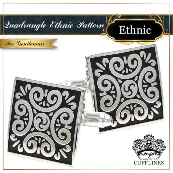 カフス スクエア ブラック シルバー柄 カフスボタン カフリンクス カフスリンクス カフス 銀 黒 ...