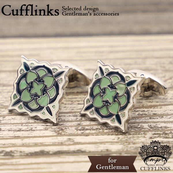 カフス グリーン パターン 模様  カフス カフスボタン カフリンクス カフスリンクス 目立つ メン...
