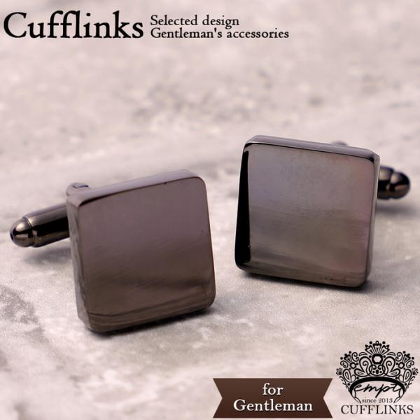 シンプル 四角 スクエア カフス ブラック 黒  カフリンクス カフスリンクス カフス カフスボタン...