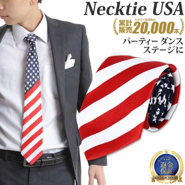 ネクタイ ナロータイ USA アメリカ 国旗 デザイン 赤白紺 ネクタイ necktie ナロータイ...